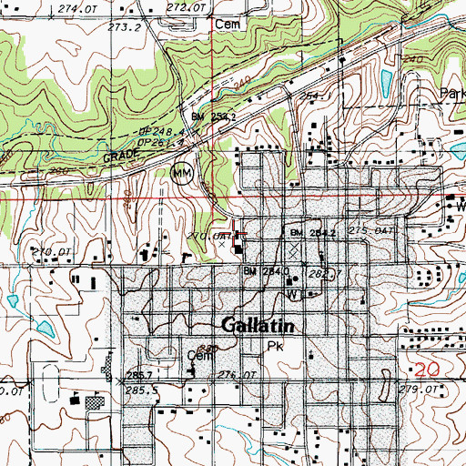 Topographic Map of Gallatin Fire Protection District, MO