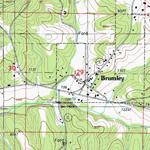 Topographic Map of Brumley Fire Protection District, MO