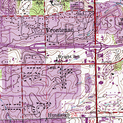 Topographic Map of Frontenac Fire Department, MO