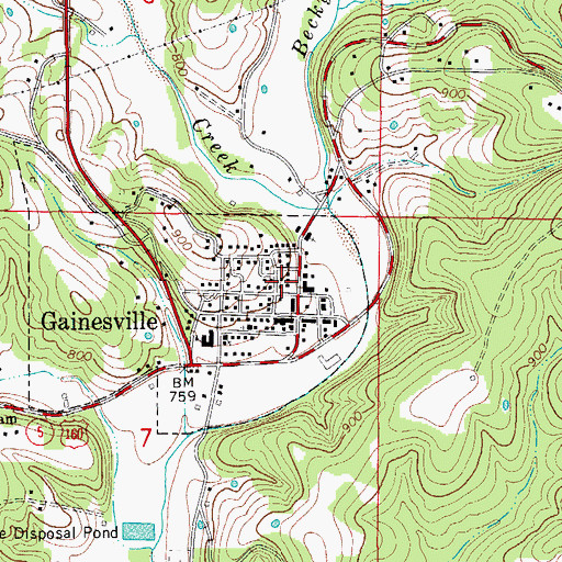 Topographic Map of Gainesville Fire Department, MO