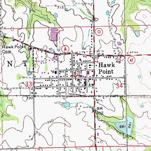Topographic Map of Hawk Point Fire Protection District, MO
