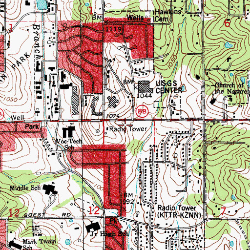 Topographic Map of Rolla Fire and Rescue Station 1 Headquarters, MO