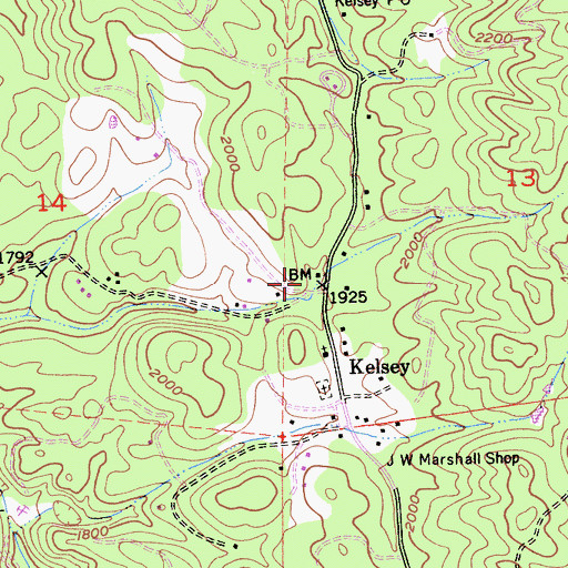 Topographic Map of Kelsey, CA