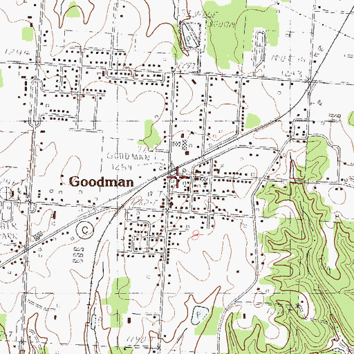 Topographic Map of Goodman Area Fire Protection District, MO