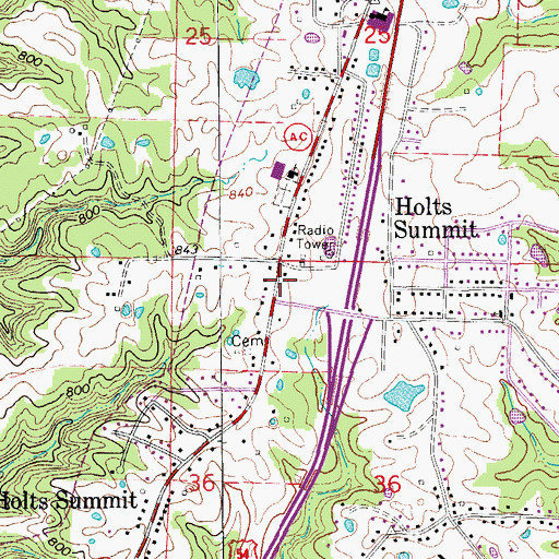 Topographic Map of Holts Summit Fire Protection District, MO