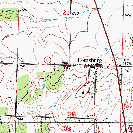 Topographic Map of Louisburg Volunteer Fire Department Main Station, MO