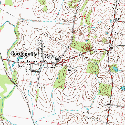 Topographic Map of Gordonville Area Volunteer Fire Department Station 1, MO