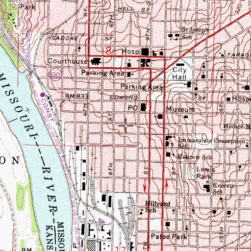 Topographic Map of Saint Joseph Fire Department Station 1, MO