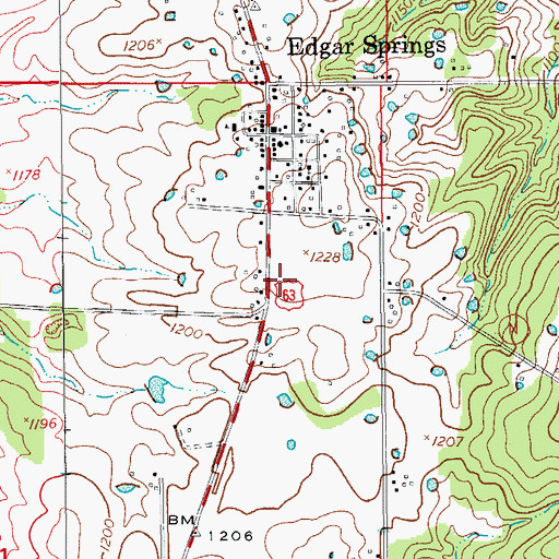 Topographic Map of Edgar Springs Rural Fire Department, MO