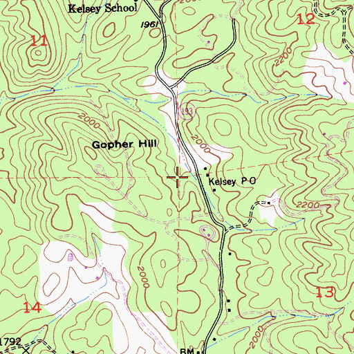 Topographic Map of Kelsey P O, CA