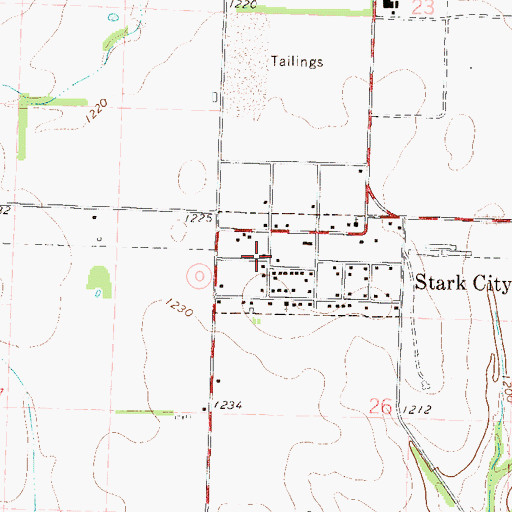 Topographic Map of Stark City Volunteer Fire Department, MO