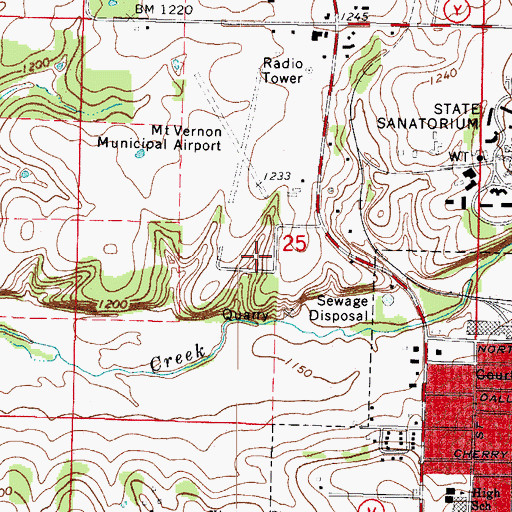 Topographic Map of Mount Vernon Fire Department, MO
