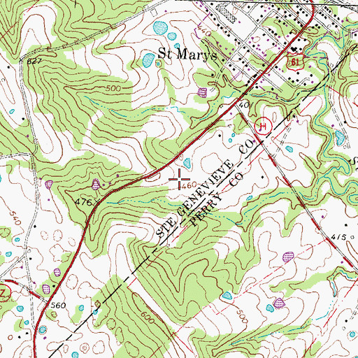 Topographic Map of Saint Mary Volunteer Fire Department, MO
