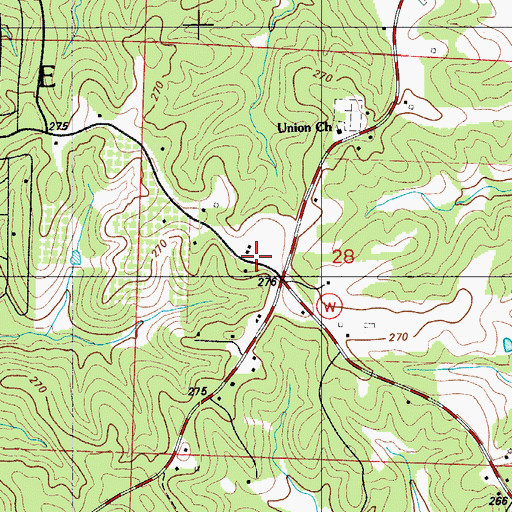 Topographic Map of Rocky Mount Fire Protection District Station 1, MO
