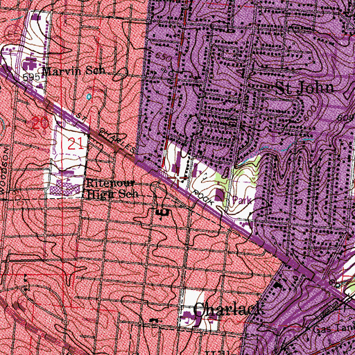 Topographic Map of Community Fire Protection District Station 1, MO