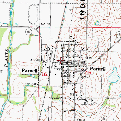 Topographic Map of Parnell Fire Protection District, MO