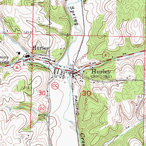 Topographic Map of Hurley Fire Protection District, MO