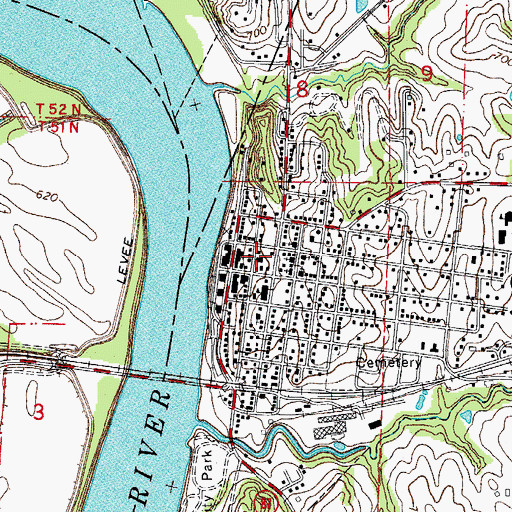 Topographic Map of Glasgow Volunteer Fire Department, MO