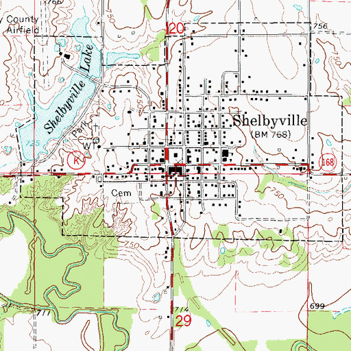 Topographic Map of Shelby Community Fire Department, MO