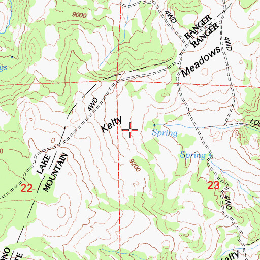Topographic Map of Kelty Meadows, CA