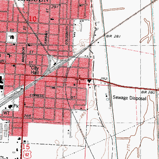 Topographic Map of Malden Fire Department Station Two, MO