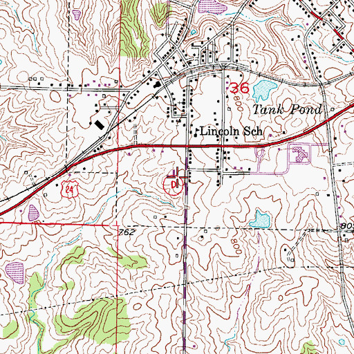 Topographic Map of Huntsville Fire Department, MO