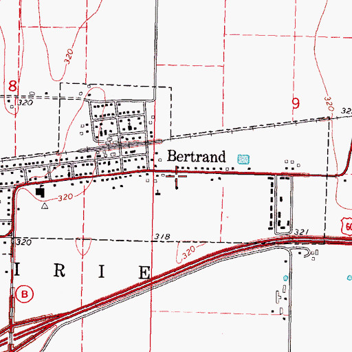 Topographic Map of Bertrand Fire Department, MO