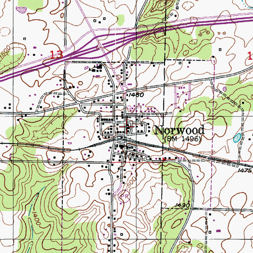 Topographic Map of Norwood Volunteer Fire Department, MO