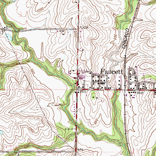 Topographic Map of South Central Buchanan County Fire Protection District Station 2, MO