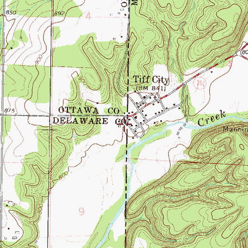 Topographic Map of Tiff City Fire Department, OK