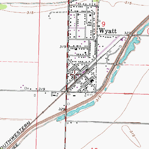 Topographic Map of Wyatt Volunteer Fire Department, MO