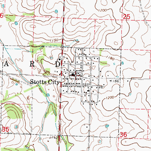 Topographic Map of Stotts City Community Fire Department Station 2, MO