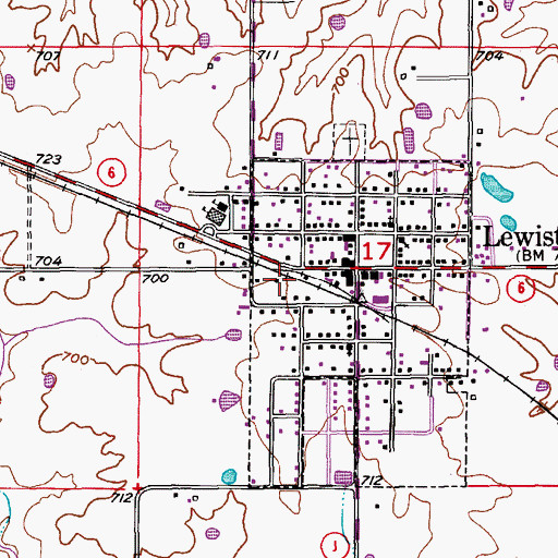 Topographic Map of Lewistown Volunteer Fire Department, MO