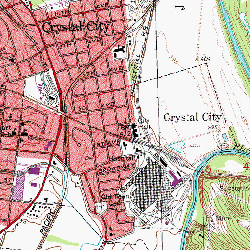Topographic Map of Crystal City Volunteer Fire Department, MO