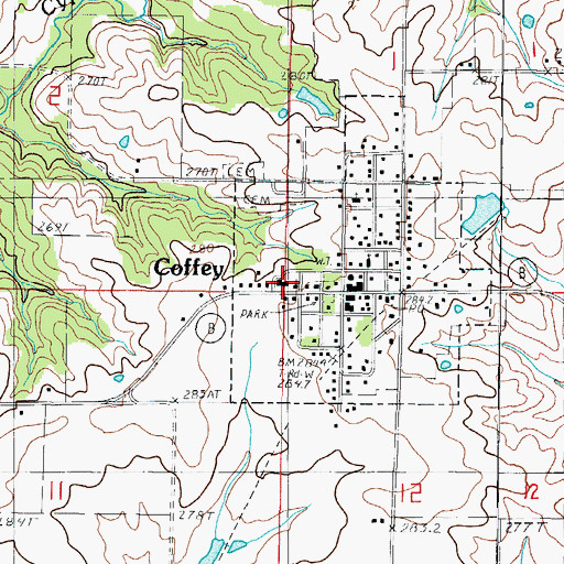 Topographic Map of Coffey Fire Protection District, MO