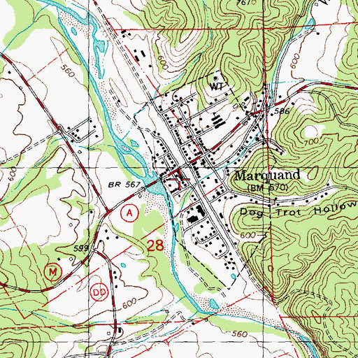 Topographic Map of Marquand Volunteer Fire Department, MO