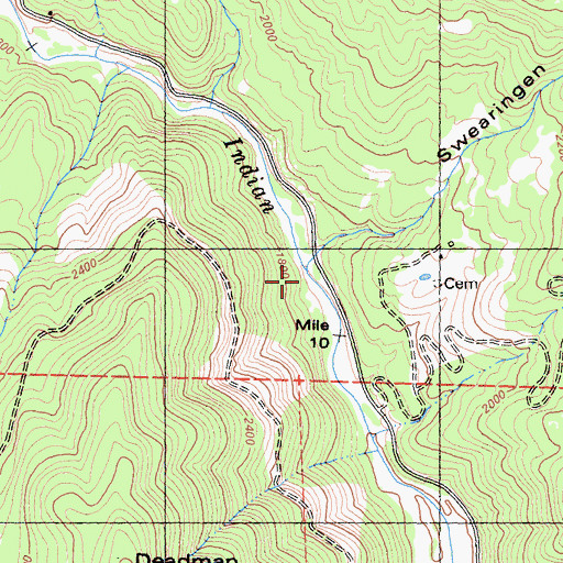 Topographic Map of Swearingen Gulch, CA