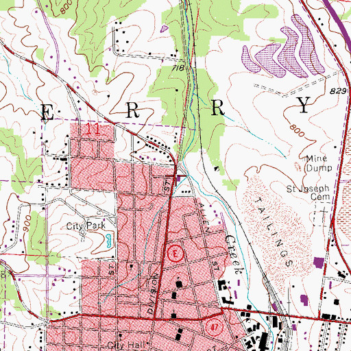 Topographic Map of Bonne Terre Fire Department, MO