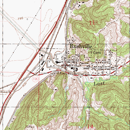 Topographic Map of Rushville Volunteer Fire Department, MO
