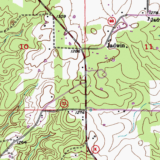 Topographic Map of Jadwin Volunteer Fire Department, MO