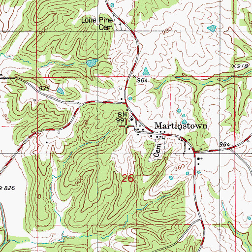 Topographic Map of Elm Township Fire Protection District, MO