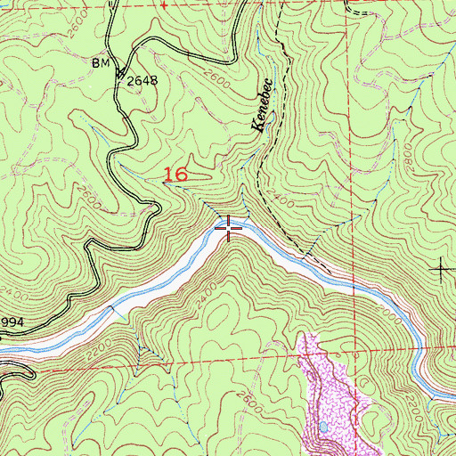 Topographic Map of Kenebec Creek, CA