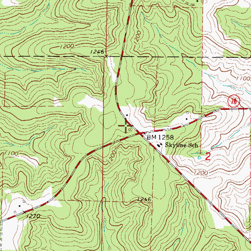 Topographic Map of Skyline Volunteer Fire Department, MO