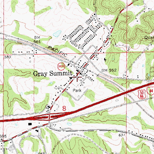 Topographic Map of Boles Fire Protection District Station 1, MO