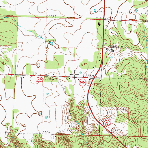 Topographic Map of Diamond Area Fire Protection District Station 2, MO