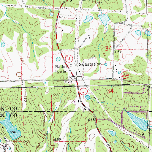 Topographic Map of Wright City Fire Protection District Station 3, MO