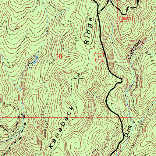 Topographic Map of Kenebeck Ridge, CA