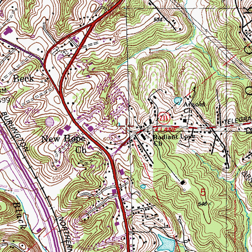 Topographic Map of Rock Community Fire Protection District - Station 5, MO