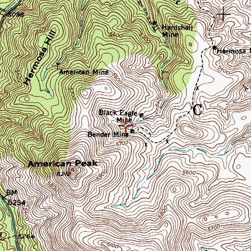 Topographic Map of Bender Mine, AZ