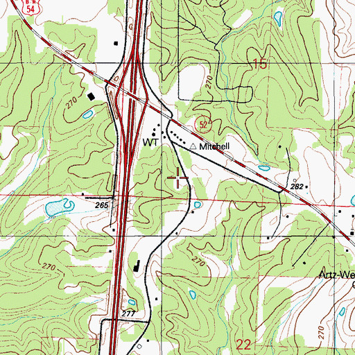 Topographic Map of Moreau Fire Protection District Station 6, MO